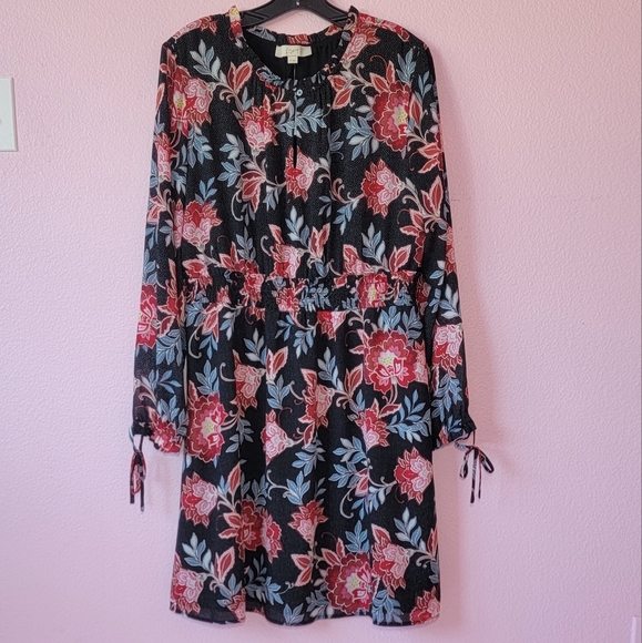 LOFT PAISLEY  SMOCKED FLARE DRESS/ 14. - Picture 3 of 12